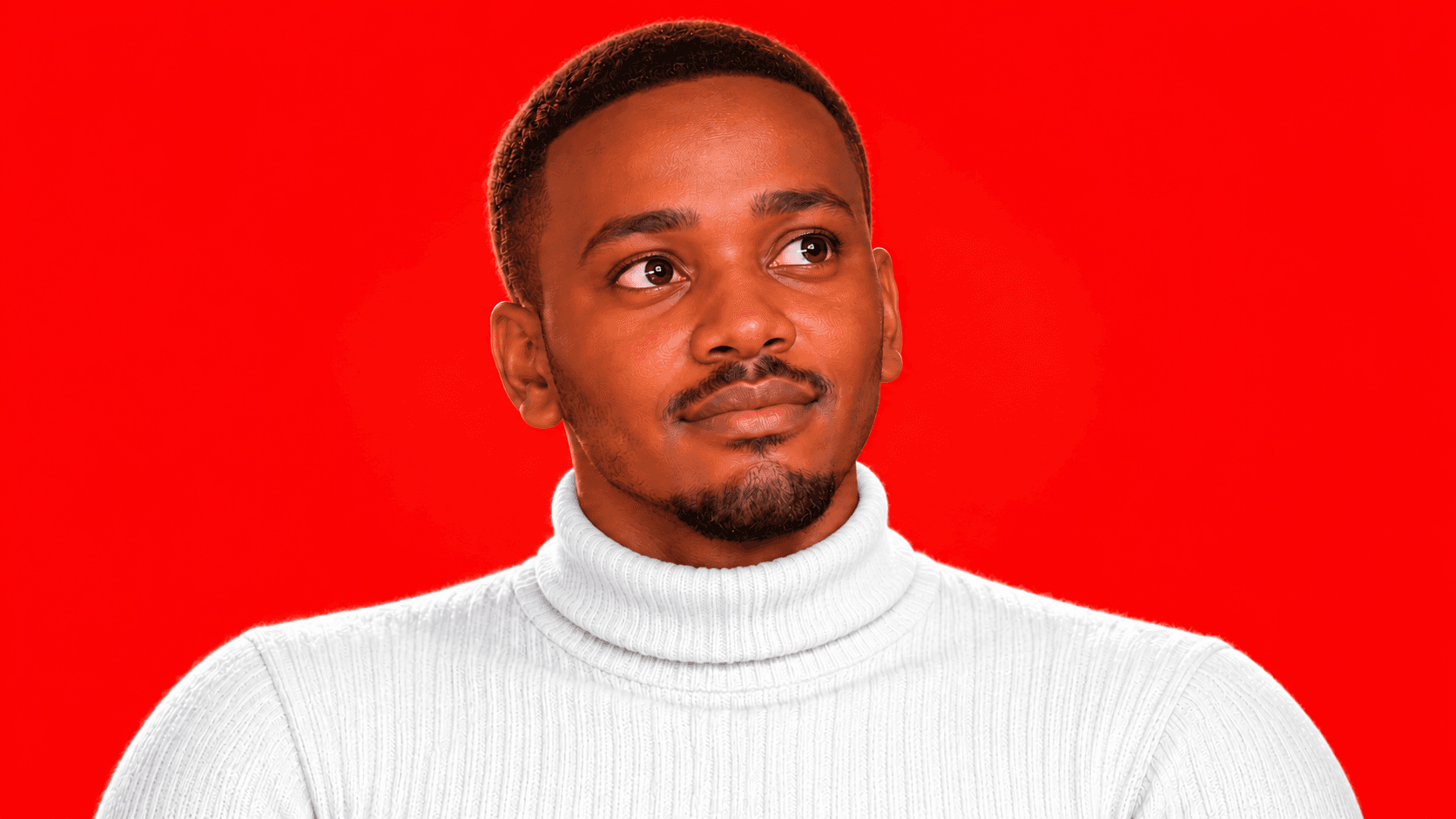 Illustrated portrait of Paul Waweru in a white sweater